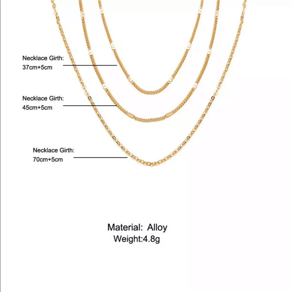 3-Layer Simple Gold Chain Necklace - Picture 3 of 5